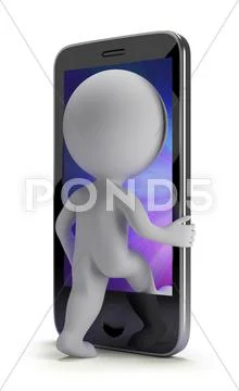 3d small people - login to your phone Stock Illustration