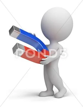 3d small people - magnet Stock Illustration