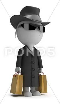 3d small people - mystery shopper Stock Illustration