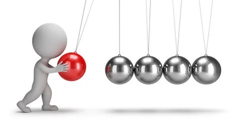 3d small people - newtons cradle Stock Illustration