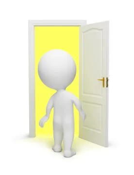 3d small people - open door Stock Illustration