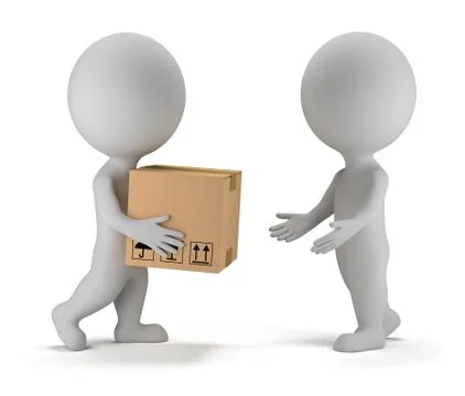 3d small people - parcel delivery Stock Illustration