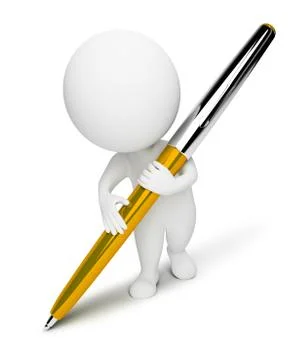 3d small people - pen Stock Illustration
