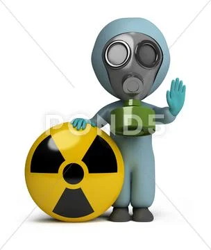 3d small people - radiation Stock Illustration