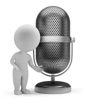 3d small people - retro microphone Stock Illustration