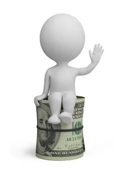 3d small people - roll dollars Stock Illustration