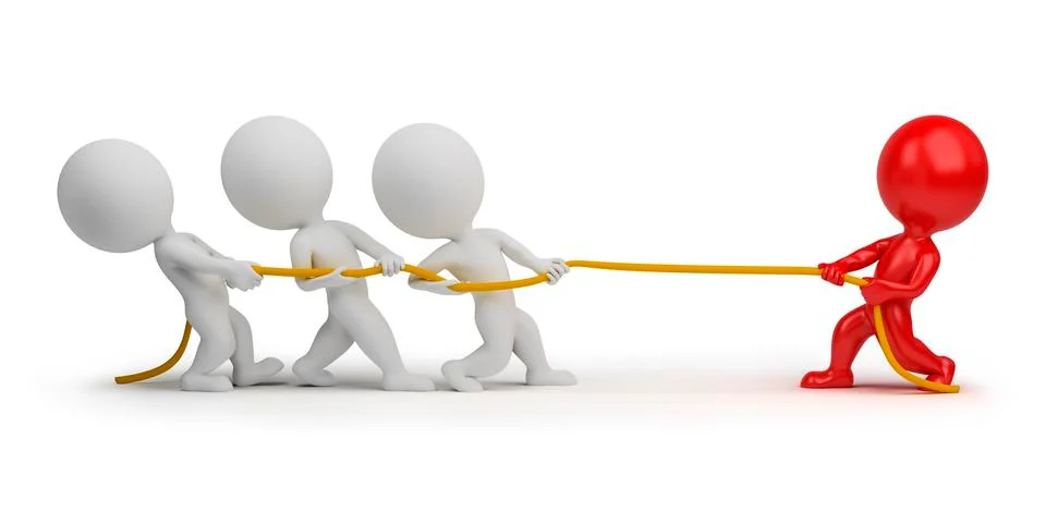 3d small people - rope pulling Stock Illustration