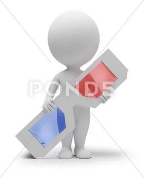 3d small people - stereoscopic glasses Stock Illustration