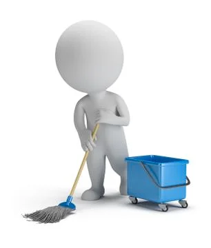 3d small people - sweeper Stock Illustration