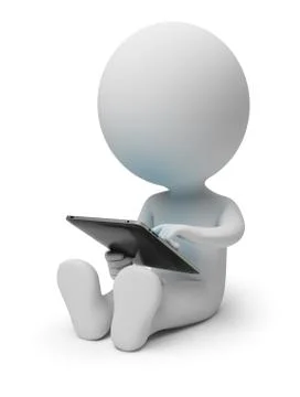 3d small people with tablet pc Stock Illustration