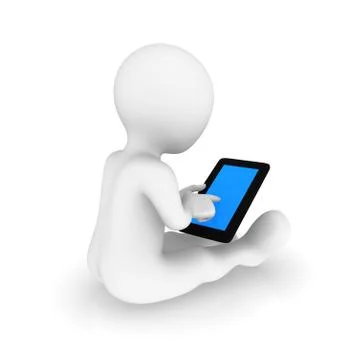 3d small people. Tablet pc. 3d rendering. Stock Illustration