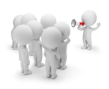 3D Small People - Talking with the Crowd Stock Illustration