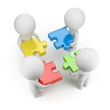3d small people - team with the puzzles Stock Illustration