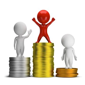 3d small people - thoughts and income Stock Illustration
