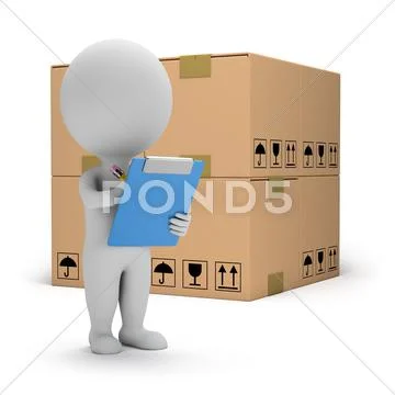 3d small people - warehouse services Stock Illustration