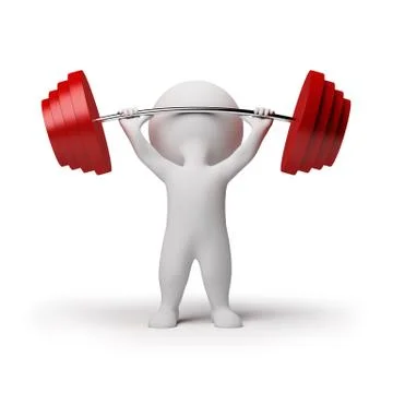 3d small people - weightlifting Stock Illustration