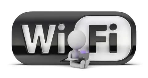 3d small people - wifi Stock Illustration