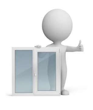 3d small people - window Stock Illustration