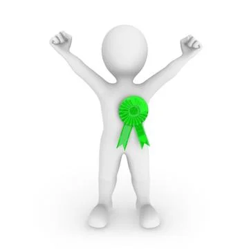 3d small people. Winner. 3d rendering. Stock Illustration