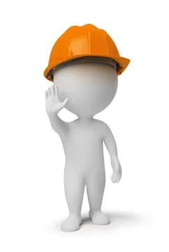 3d small people - worker at a stop pose Stock Illustration