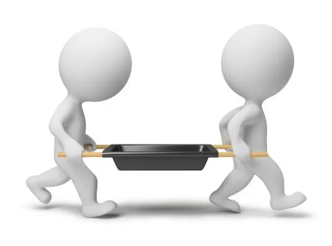 3d small people - workers with a stretcher Stock Illustration
