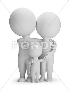 3d small people - young family Stock Illustration