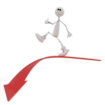 The 3d small person goes down. Stock Illustration