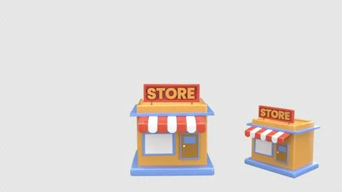 3D Small Retail Store Icon with Dollar Coin for E-commerce and Local Busine.. Stock Footage 313466985