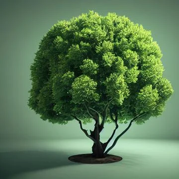 3D Small Tree and Green Leaves with Bunch of Light Stock Illustration