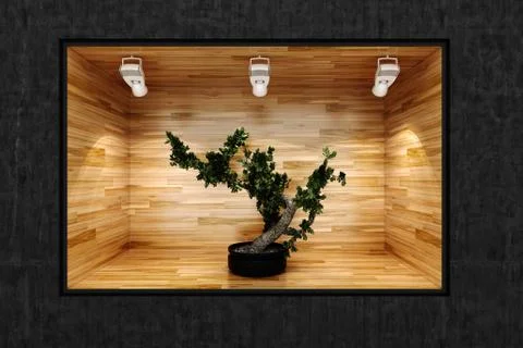 3d small tree in a presentation show case Stock Illustration