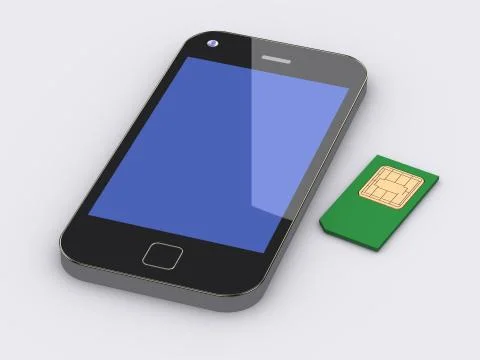 3d smart mobile phone and sim card Stock Illustration