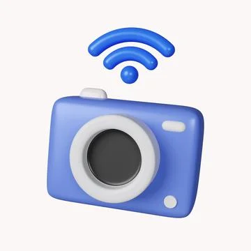 3D Smart photo camera system. Internet of things concept with wireless Stock Illustration