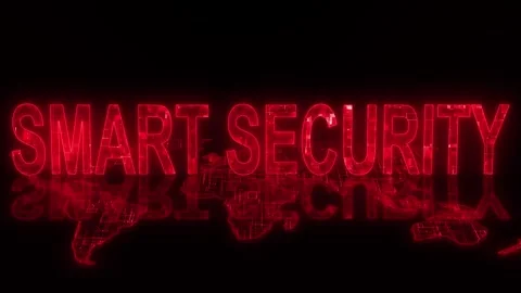 3d smart security text technology earth map animation glowing red Stock Footage 261132499