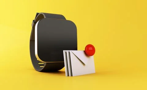 3d  smart watch displaying new message notification. Stock Illustration