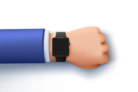 3D smart watch. Hand clock. Smartwatch wrist. Time checking. Render timepiece Stock Illustration