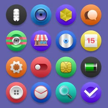 3D Smartphone App User Interface Icon Set Vector Illustration 스톡 일러스트