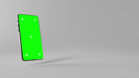 3d Smartphone With Blank Green Screen Isolated On White Background. Mobile Phone Stock Footage 231499382