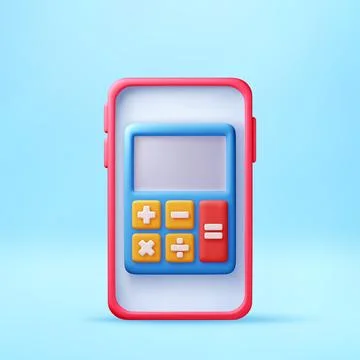 3d smartphone with calculator on screen 스톡 일러스트
