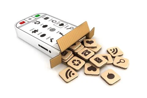 3d smartphone cardboard box Stock Illustration