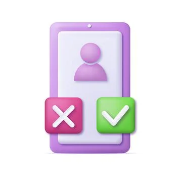 3d smartphone with check mark and cross mark. Vector Stock Illustration