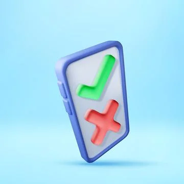 3D Smartphone with check mark and cross sign 스톡 일러스트