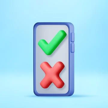 3D Smartphone with check mark and cross symbol イラスト素材