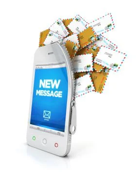 3d smartphone with cloud of messages Stock Illustration