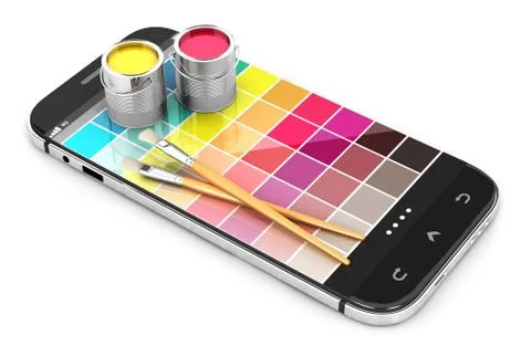 3d smartphone concept with color samples Stock Illustration
