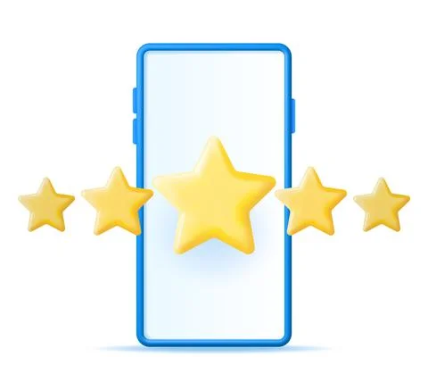 3D Smartphone with Customer Feedback Isolated. Stock Illustration