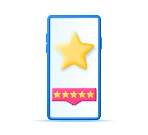 3D Smartphone with Customer Feedback Isolated. Stock Illustration