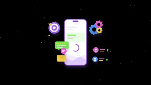 3D Smartphone Digital Marketing Concept Animation with Target, Gear Setting.. Video stock 342019973