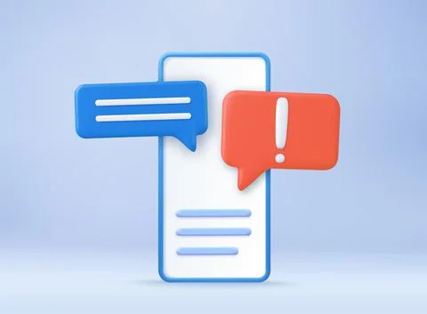 3d Smartphone with exclamation point Illustrazione stock