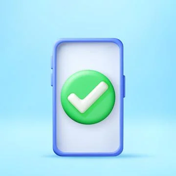 3D Smartphone with green check mark 스톡 일러스트