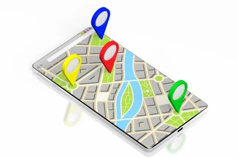 3D smartphone, map - destinations concept 스톡 일러스트